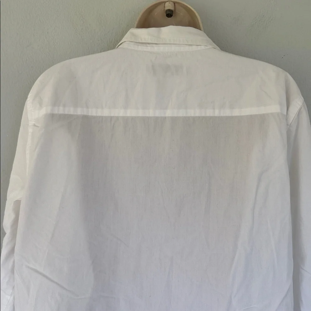Ann Taylor LOFT white classic single pocket cotton button down dress shirt large